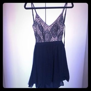 Navy Blue Baby Doll Open Back Dress